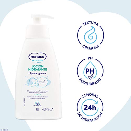 Nenuco Sensitive Pack Gama Hipoalergénica - Agua de Colonia 175ml + Gel de Baño 400ml + Loción Hidratante 400ml + Crema Pañal 100ml