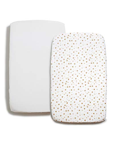 Niimo Sabanas Cuna 60x120 Algodon 100% Set de 2 Sabanas Adjustable con Esquinas Elàsticas Compatible con Todas Las Cunas con Dimensiones 60 x 120 cm (Blanco+Blanco Corazones Tòrtola)