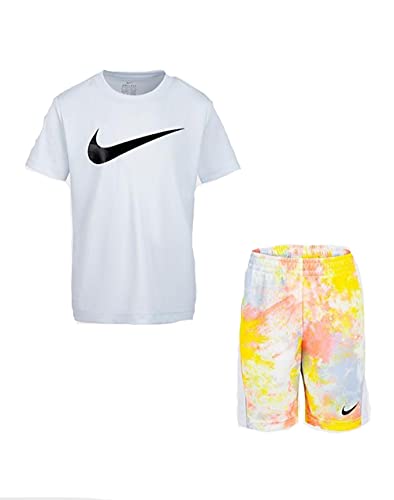 Nike RTLP AOP SS TEE & SHORT SET, niño, camiseta turquesa, pantalón corto fantasía naranja, 12 meses