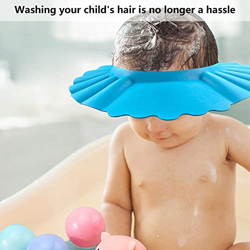 Niños Ducha Lavarse El Pelo Sombrero Gorro Suave Para Lavar El Cabello Para Niños Gorro De Ducha Niños Protección Del Champú Gorro De Champú Baño Ajustable Para Champú Corte De Pelo Visera (Azul)