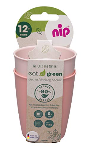 NIP EATE ECO GREEN ECO BEBIDA TAZA NIÑOS Y BEBÉ DE 12 MESES: Sin melamina, para microondas y lavavajillas, 2 piezas, naranja