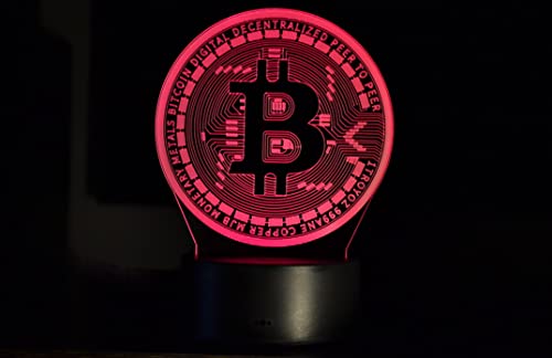 Novedad Bitcoin Night Light 3D Led USB Mesa Lámpara de escritorio Decoración para el hogar Pantalla Bombilla Niño Juguetes Regalo de cumpleaños