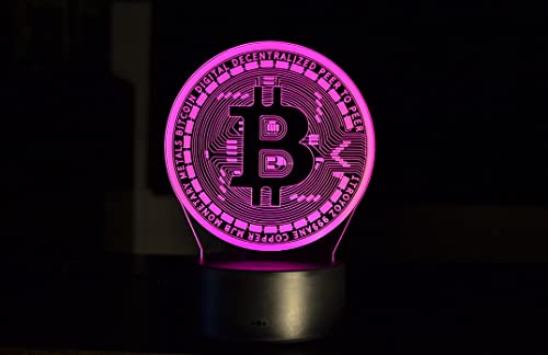 Novedad Bitcoin Night Light 3D Led USB Mesa Lámpara de escritorio Decoración para el hogar Pantalla Bombilla Niño Juguetes Regalo de cumpleaños