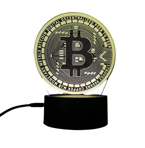 Novedad Bitcoin Night Light 3D Led USB Mesa Lámpara de escritorio Decoración para el hogar Pantalla Bombilla Niño Juguetes Regalo de cumpleaños