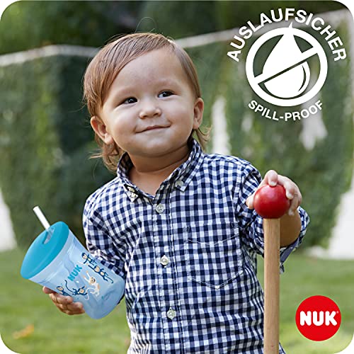 NUK Action Cup taza para niños, +12 meses, Pajita blanda de accionamiento por giro, A prueba de fugas, Sin BPA, 230 ml, Gato (amarilla), 1 unidad (10255601)