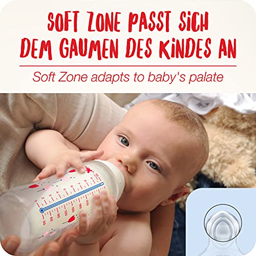 NUK First Choice+ Biberón | 6-18 meses | Pantalla de control de temperatura | 300 ml | Válvula anticólicos | Sin BPA | Tetina de silicona | Disney Mickey y Minnie Mouse | Minnie y Mickey (rojo)