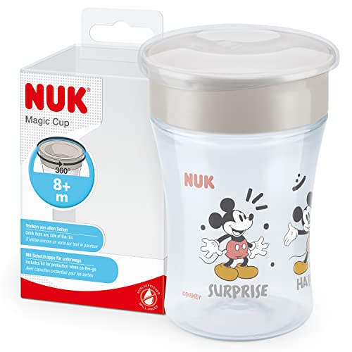 NUK Magic Cup vaso antiderrame bebe | Borde a prueba de derrames de 360° | +8 meses | Sin BPA | 230 ml | Disney Mickey Mouse | 1 unidad