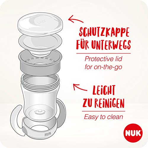 NUK Mini Magic Cup Night taza para sorber | Borde a prueba de derrames de 360° | +6 meses | Brillan en la oscuridad | Sin BPA | 160 ml | Morado