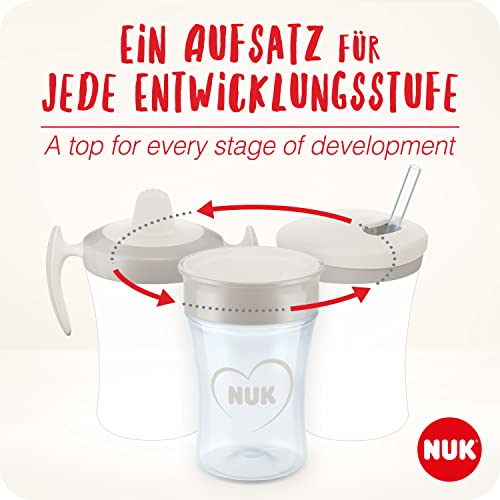 NUK Set de aprendizaje 3 en 1 con taza de aprendizaje (6 + meses), vaso Magic Cup 360° (8+ M) y botella de acción para niños (12 + M), 230 ml, sin BPA, Niñas (10255637)