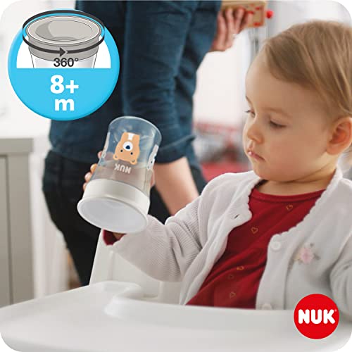 NUK Set de aprendizaje 3 en 1 con taza de aprendizaje (6 + meses), vaso Magic Cup 360° (8+ M) y botella de acción para niños (12 + M), 230 ml, sin BPA, Niñas (10255637)