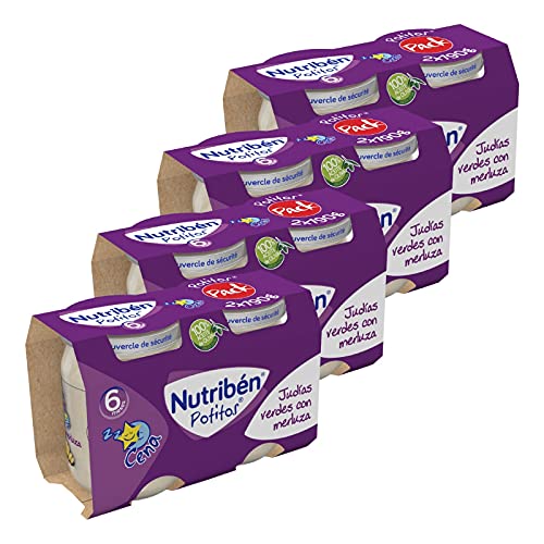 Nutribén Potitos Cena De Judías Verdes y Merluza Desde Los 6 Meses, 3 Bipacks (6 X 190 Gr.)