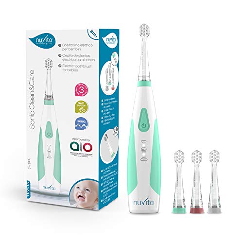 Nuvita 1151 | Cepillo de Dientes Eléctrico Infantil Sonic Clean & Care | Cepillos de Dientes Electricos Niños y Bebés de 3 Meses a 5 Años | Cepillo Eléctrico Infantil | 3 Cabezales Incluidos