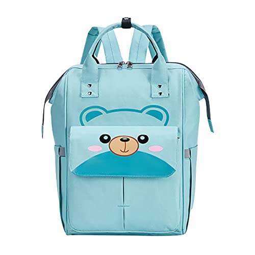 OADOBKICE Mochila Para Pañales De Bebé Mochila Multifunción Para Bebé Saco Dormir Bebé Negro Bolsa Viaje Para Mujer Mom Mochila Premamá Cuna Plegable Portátil Bebé Mochila Cambiador Oso Verde Claro M