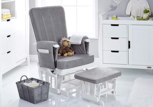 Obaby Silla y taburete de enfermería reclinable, de lujo, 7 posiciones, color blanco