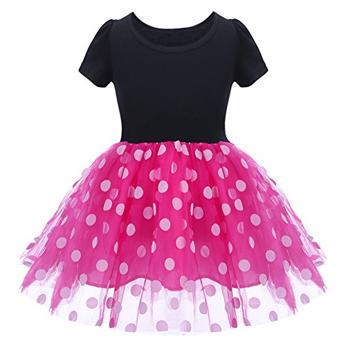 OBEEII Muñecos Abitini Polka Dots para niñas Vestido Princesa para Navidad Halloween Carnaval, fiesta ceremonia Año Nuevo 1-6 años, 002 Rosa, 12- 18 Meses