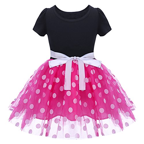 OBEEII Muñecos Abitini Polka Dots para niñas Vestido Princesa para Navidad Halloween Carnaval, fiesta ceremonia Año Nuevo 1-6 años, 002 Rosa, 12- 18 Meses