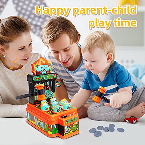 OKKIDY Baby Whack Juego de 3, 4 y 5 años para niños, minimonedas arcade con 2 martillos, música, juego educativo interactivo para niños pequeños, niñas y niños