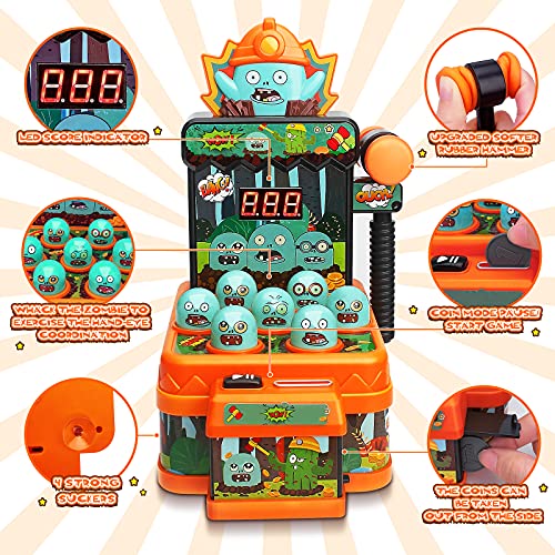 OKKIDY Baby Whack Juego de 3, 4 y 5 años para niños, minimonedas arcade con 2 martillos, música, juego educativo interactivo para niños pequeños, niñas y niños