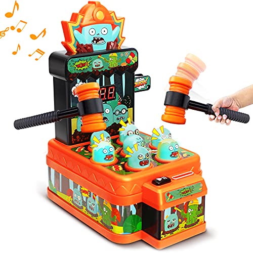 OKKIDY Baby Whack Juego de 3, 4 y 5 años para niños, minimonedas arcade con 2 martillos, música, juego educativo interactivo para niños pequeños, niñas y niños