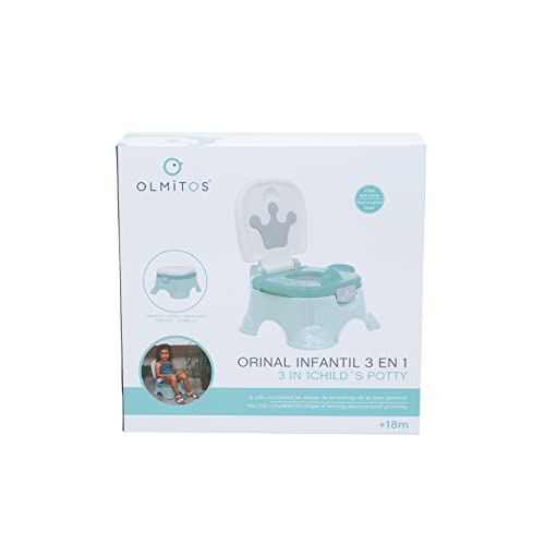 Olmitos Orinal Corona 3 En 1 Light Blue - 3 Funciones: Orinal, Reductor Wc Y Taburete - Con Superficie Antideslizante Y Vaso Extraible Para Mejor Limpieza, Azul