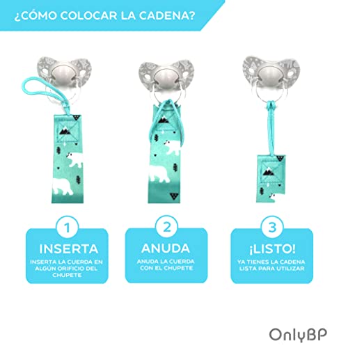 OnlyBP - Set 6 Chupetero de clip para Bebé, Cadena de Chupetes para niños y niñas, Protege a tu bebe, Multicolor