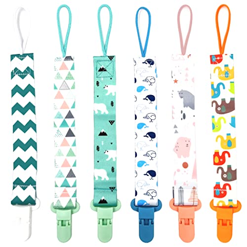 OnlyBP - Set 6 Chupetero de clip para Bebé, Cadena de Chupetes para niños y niñas, Protege a tu bebe, Multicolor