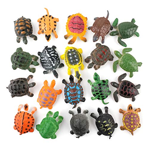 OOTSR 20 Piezas Tortuga Figuras Juguetes, Tortuga Marina Realista Juguetes de plástico de Tortuga para niños educativa/Regalo de Fiesta/Juguete de bañera/decoración de Pasteles