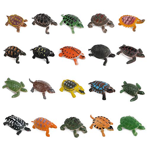 OOTSR 20 Piezas Tortuga Figuras Juguetes, Tortuga Marina Realista Juguetes de plástico de Tortuga para niños educativa/Regalo de Fiesta/Juguete de bañera/decoración de Pasteles