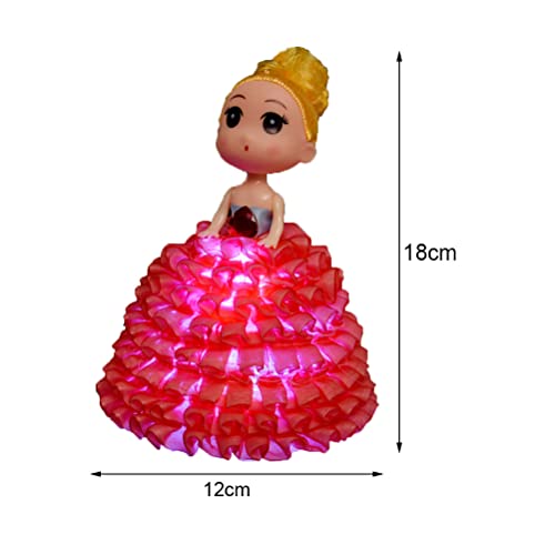 OOWOKS Luces llevadas de la Noche de los niños, lámpara de Noche muñeca Princesa Brillante lámpara de niña con Flash Linda muñeca Princesa con Luces Regalos de cumpleaños para niñas,Rojo