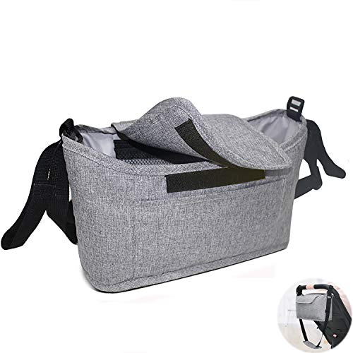 Organizador de cochecito, bolsa universal para cochecito de bebé con correa de hombro ajustable libremente, bolsa de almacenamiento esencial para accesorios de cochecito