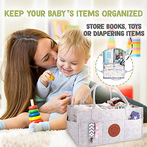 Organizador de pañales para bebés - Organizadores de pañales para cambiador - Soporte para pañales de fieltro para bebés - Carrito de almacenamiento - Canasta cambiador para bebé niño, niña