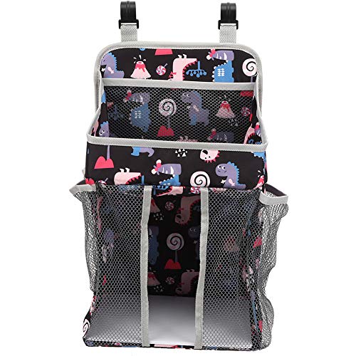 Organizador de pañales para cuna, bolsa colgante para cama de bebé, bolsa de almacenamiento de pañales para bebés, organizador para carrito de pañales colgante (gran capacidad)(Negro)