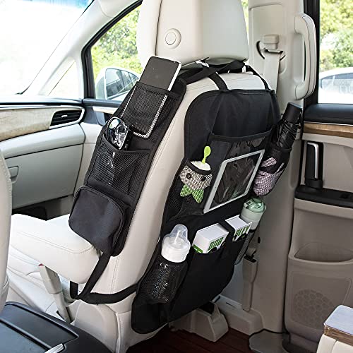 Organizadores para Asientos de Coche Impermeable Protector de Asiento Trasero Niños Multi-Bolsillos Universal Kick Mats de Coche para Ipad Juguetes Libros 2 Pcs