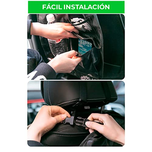 Organizadores para Coche, Impermeable Protector de Asiento, Pack de 2 PCS, Organizador Coche niños, Protector Universal Trasero del Asiento del Coche (5+3 Bolsillos)