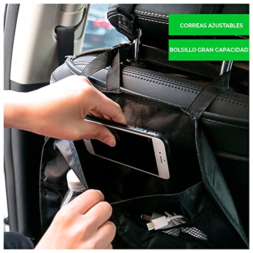 Organizadores para Coche, Impermeable Protector de Asiento, Pack de 2 PCS, Organizador Coche niños, Protector Universal Trasero del Asiento del Coche (5+3 Bolsillos)