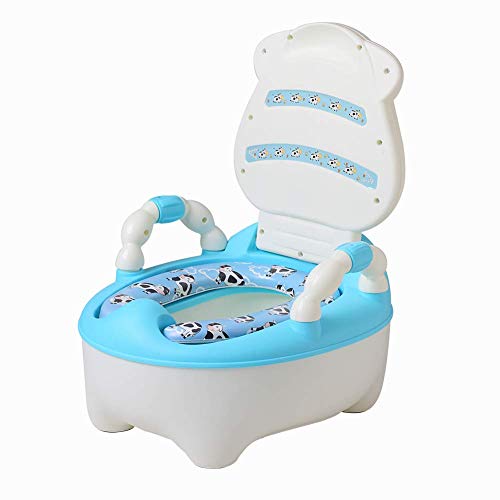 Orinal Infantil WC Niños Portatil: Orinales Bebe Infantiles Inodoro - Asiento Vater Niño Niña Water Urinario - Silla Urinal Bacinilla Infant - Inodoros Aprendizaje bebé Retrete Cojín Blando Vaca Azul