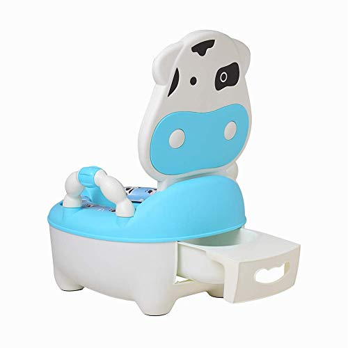 Orinal Infantil WC Niños Portatil: Orinales Bebe Infantiles Inodoro - Asiento Vater Niño Niña Water Urinario - Silla Urinal Bacinilla Infant - Inodoros Aprendizaje bebé Retrete Cojín Blando Vaca Azul