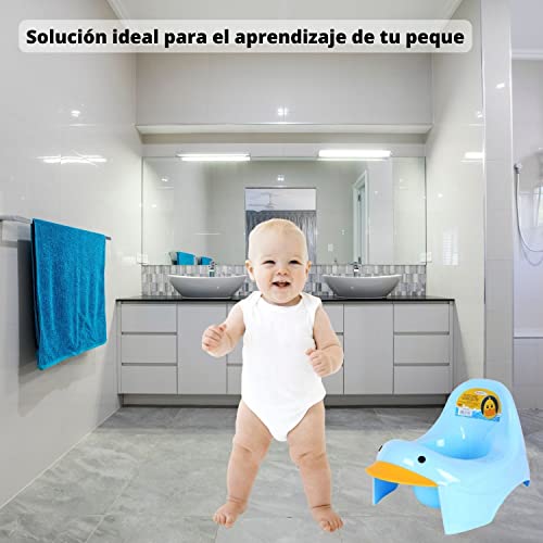 Orinales Infantiles, Orinal Bebe, WC niños, Vater para Niños a partir de 2 años, Orinal Infantil en forma de Pato en 2 Colores (Azul)