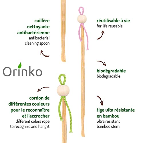 ORINKO - Oriculi de Bambú 5x - Bastoncillo de Oídos Ecológico y Reutilizable para Sustituir los Bastoncillos de Algodón - Cero Residuos