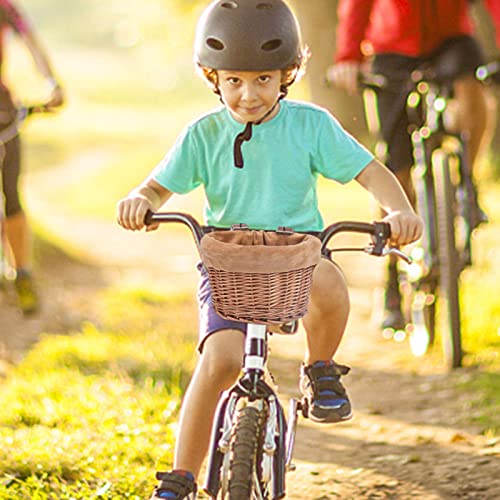 Orogoo Juego de cesta de mimbre para bicicleta infantil, cesta de mimbre decorativa, accesorios para niños, niñas, cumpleaños, Navidad