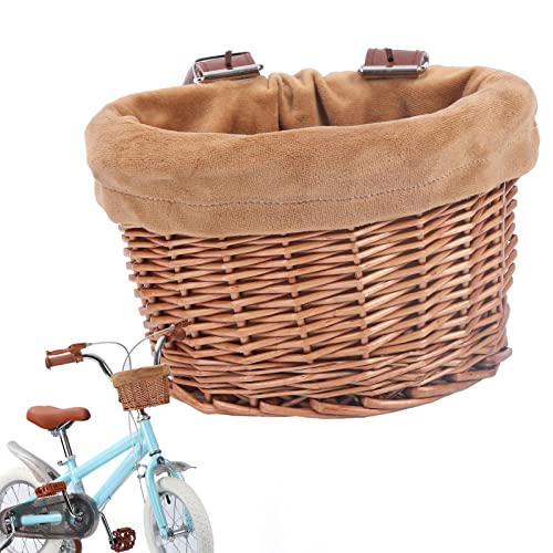 Orogoo Juego de cesta de mimbre para bicicleta infantil, cesta de mimbre decorativa, accesorios para niños, niñas, cumpleaños, Navidad