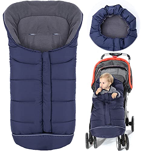 Orzbow Saco Silla Paseo Universal,Inviern Sacos Carrito Bebe,Saco Capazo Bebe Impermeable a Pruebade Viento Forro de vellón polar (Azul)