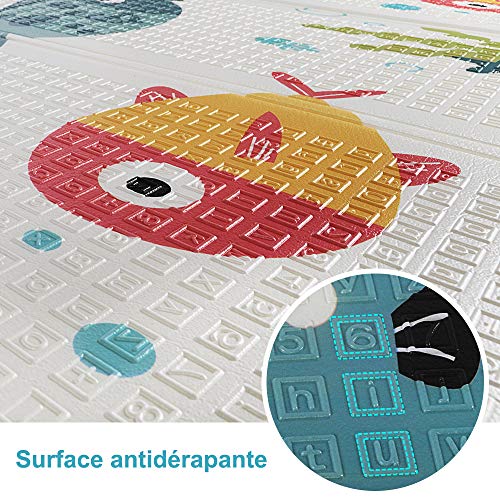 OUNUO - Alfombra de juego para bebé, plegable, para jugar y juegos para bebé, alfombra gruesa plegable de espuma antideslizante, impermeable, para interior y exterior, 180 x 200 x 1 cm