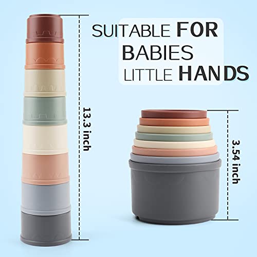 Own1one Cubos Apilables Bebe, 8 Piezas Juguetes de Baño para Bebés, Cubos Apilables Juguetes Niños 1 2 3 Años