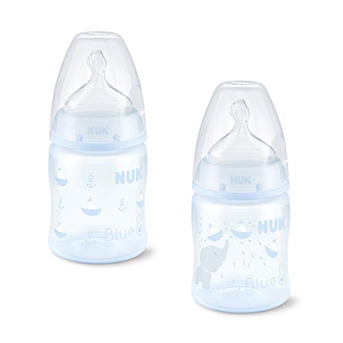 Pack Biberones NUK First Choice+ Rose&Blue de Silicona. Color Azul. 0 a 6 Meses. 150 ml. Polipropileno. Pack 2 unidades