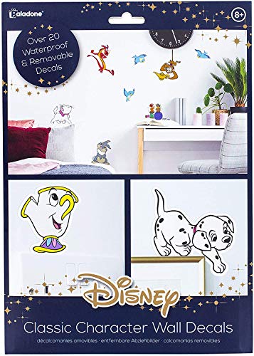 Paladone Calcomanías de pared de personajes clásicos de Disney, 23 diseños, ajustables, con licencia oficial, PP6679LK