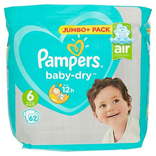 Pampers 81663652 - Baby-dry pañales, unisex, lot de 2 x 62 unidades (total: 124 unidades)