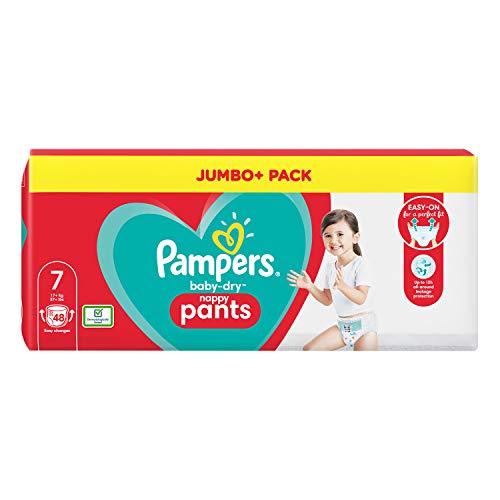 Pampers Baby-Dry - Pantalones de pañales (talla 7, 17 kg, 48 unidades)