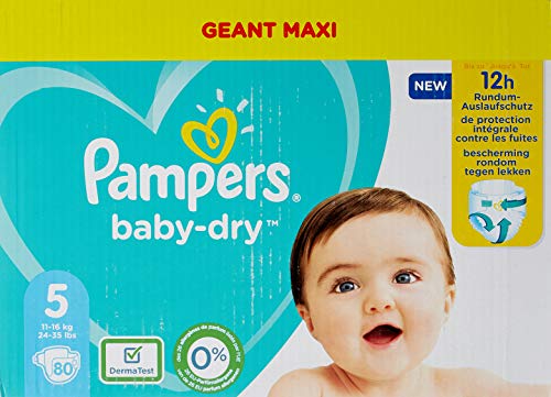 Pampers - Bebé Seco Maxi Gigante Talla 5 - 80 Piezas