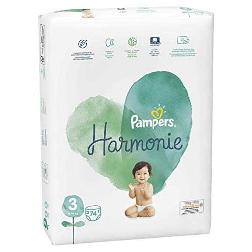 Pampers Harmonie 3 Pañales 6-10 Kg, Talla 3, 74 Unidades